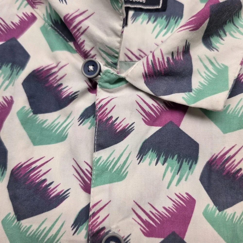 MBX Premium Goods Mens XL Short Sleeve Button Up Shirt Abstract Geometric Print